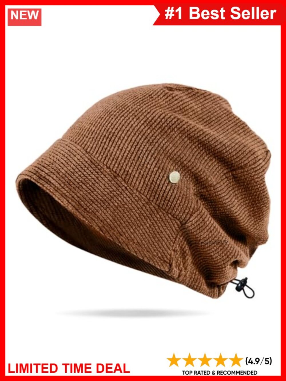 Women's Slouchy Beanie Cotton Blend Double-Layer Lining Short Brim Skull Cap